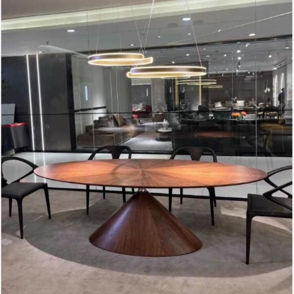 Bàn Gỗ Tròn Size Lớn 180cm Màu Óc Chó Thiết Kế Phong Cách Ý Tối Giản Sang Trọng Phòng Khách, Văn Phòng