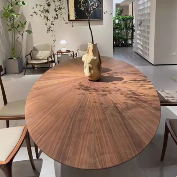 Bàn Gỗ Tròn Size Lớn 180cm Màu Óc Chó Thiết Kế Phong Cách Ý Tối Giản Sang Trọng Phòng Khách, Văn Phòng