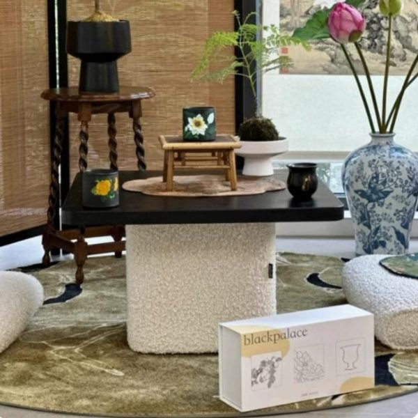 Bộ Bàn Ghế Vải Lông Cừu Trắng Phòng Cách Nhật Bản Tối Giản Decor Resort, Phòng Trà Thư Giãn