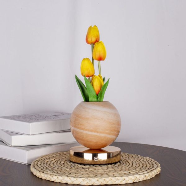Đèn Bàn Bình Hoa Tulip Rực Rỡ 3 Chế Độ Sáng, Sạc USB Trang Trí Phòng Khách, Phòng Ngủ Thơ Mộng