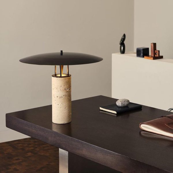 Đèn Bàn Đá Cẩm Thạch Vàng Sang Trọng Cổ Điển Phong Cách Châu Âu Decor Bàn Làm Việc
