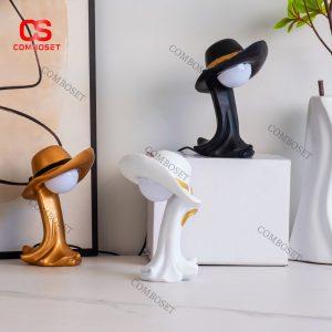 Đèn Bàn Đội Nón Thắt Nơ Nghệ Thuật Nhỏ Xinh Có 3 Chế Độ Sáng Trang Trí Bàn Làm Việc, Phòng Ngủ