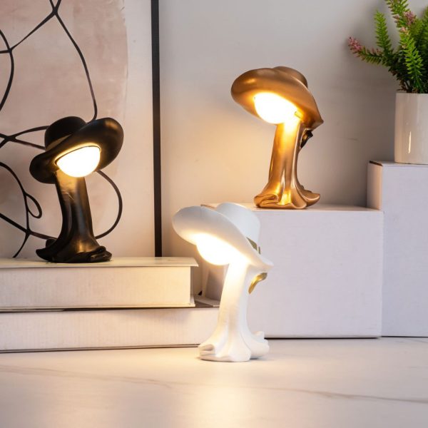 Đèn Bàn Đội Nón Thắt Nơ Nghệ Thuật Nhỏ Xinh Có 3 Chế Độ Sáng Trang Trí Bàn Làm Việc, Phòng Ngủ