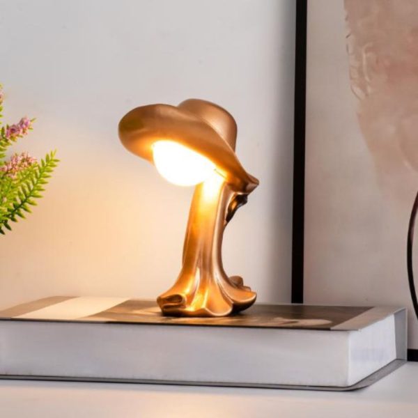 Đèn Bàn Đội Nón Thắt Nơ Nghệ Thuật Nhỏ Xinh Có 3 Chế Độ Sáng Trang Trí Bàn Làm Việc, Phòng Ngủ