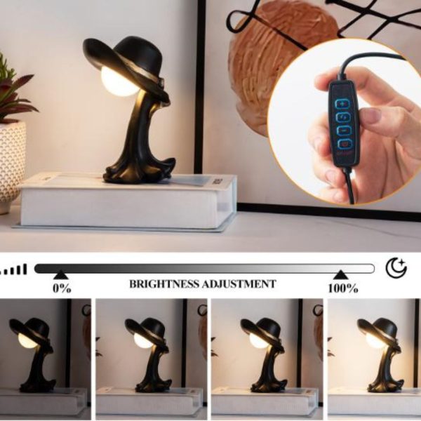 Đèn Bàn Đội Nón Thắt Nơ Nghệ Thuật Nhỏ Xinh Có 3 Chế Độ Sáng Trang Trí Bàn Làm Việc, Phòng Ngủ