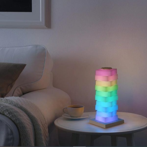 Đèn Bàn Hình Học Lắp Ráp Xoay 360 Độ, Chuyển Màu Đa Dạng, Sạc Không Dây Làm Đèn Ngủ Độc Đáo