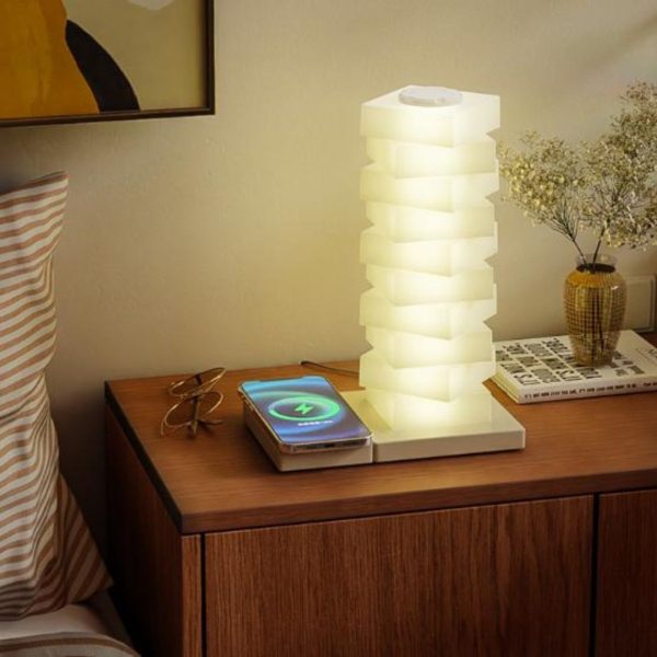 Đèn Bàn Hình Học Lắp Ráp Xoay 360 Độ, Chuyển Màu Đa Dạng, Sạc Không Dây Làm Đèn Ngủ Độc Đáo