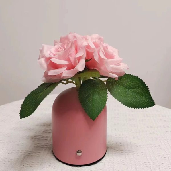 Đèn Bàn Mô Phỏng Lọ Hoa Hồng Nhân Tạo, Công Tắc Cảm Ứng, Sạc USB Phòng Ngủ, Làm Quà Tặng