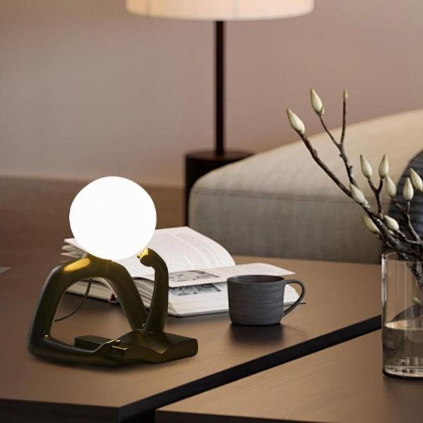 Đèn Bàn Nhân Vật Trừu Tượng Ngồi Suy Nghĩ Đọc Sách Nghệ Thuật Decor Phòng Ngủ, Quà Tặng Sinh Nhật