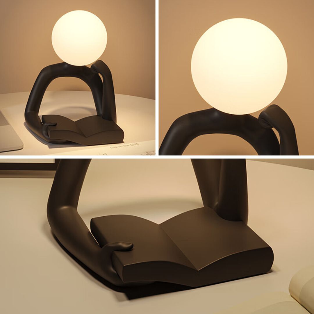 Đèn Bàn Nhân Vật Trừu Tượng Ngồi Suy Nghĩ Đọc Sách Nghệ Thuật Decor Phòng Ngủ, Quà Tặng Sinh Nhật