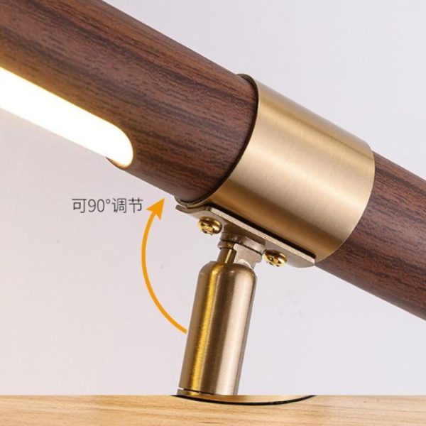 Đèn Bàn Ống Gỗ Màu Óc Chó Có Thể Điều Chỉnh 90 Độ, Trang Trí Bàn Học, Phòng Ngủ
