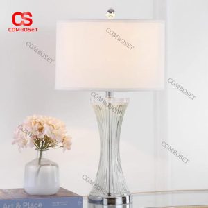 Đèn Bàn Thuỷ Tinh Trắng Thanh Lịch, Tối Giản Hiện Đại Decor Phòng Ngủ, Góc Sofa Lấp Lánh