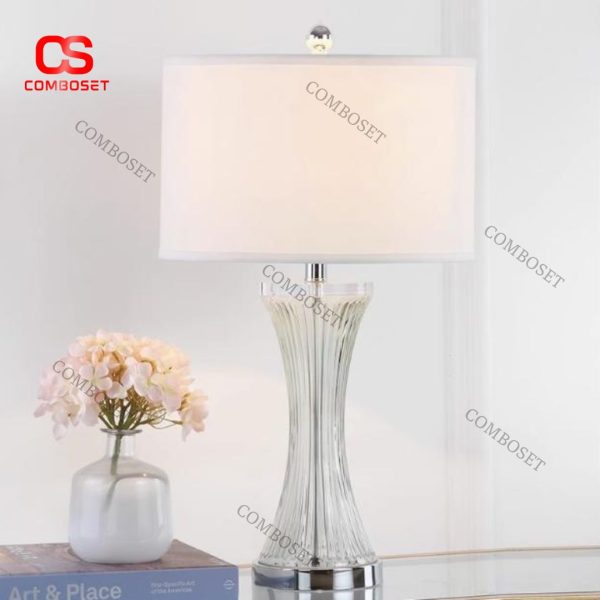 Đèn Bàn Thuỷ Tinh Trắng Thanh Lịch, Tối Giản Hiện Đại Decor Phòng Ngủ, Góc Sofa Lấp Lánh