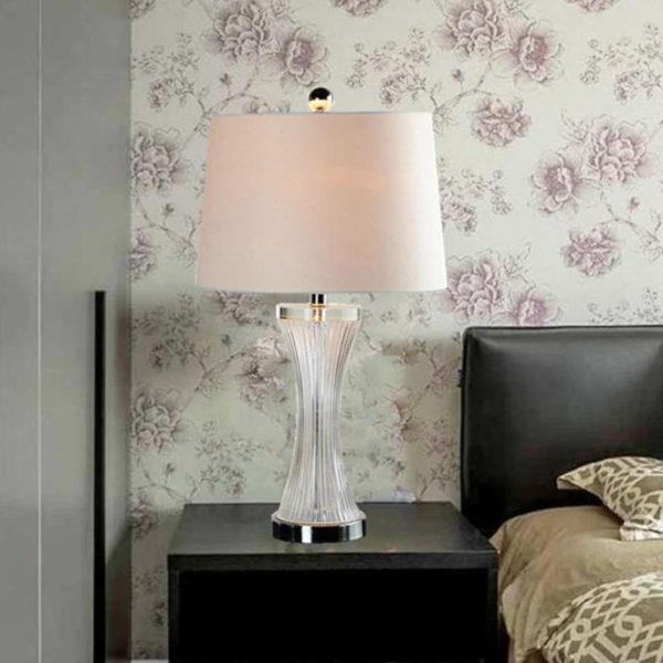 Đèn Bàn Thuỷ Tinh Trắng Thanh Lịch, Tối Giản Hiện Đại Decor Phòng Ngủ, Góc Sofa Lấp Lánh