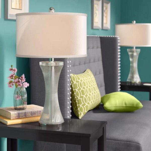 Đèn Bàn Thuỷ Tinh Trắng Thanh Lịch, Tối Giản Hiện Đại Decor Phòng Ngủ, Góc Sofa Lấp Lánh