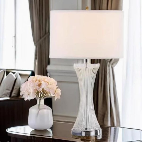 Đèn Bàn Thuỷ Tinh Trắng Thanh Lịch, Tối Giản Hiện Đại Decor Phòng Ngủ, Góc Sofa Lấp Lánh