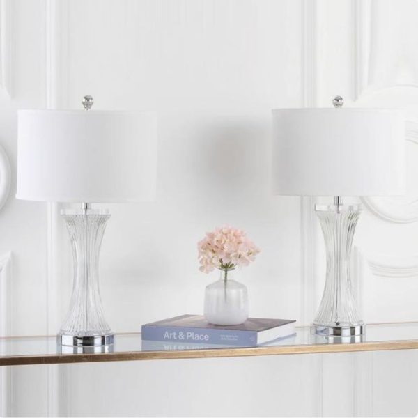 Đèn Bàn Thuỷ Tinh Trắng Thanh Lịch, Tối Giản Hiện Đại Decor Phòng Ngủ, Góc Sofa Lấp Lánh
