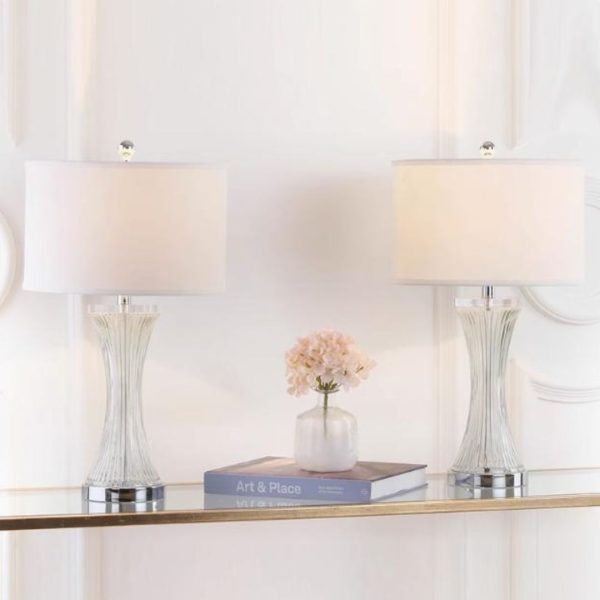 Đèn Bàn Thuỷ Tinh Trắng Thanh Lịch, Tối Giản Hiện Đại Decor Phòng Ngủ, Góc Sofa Lấp Lánh