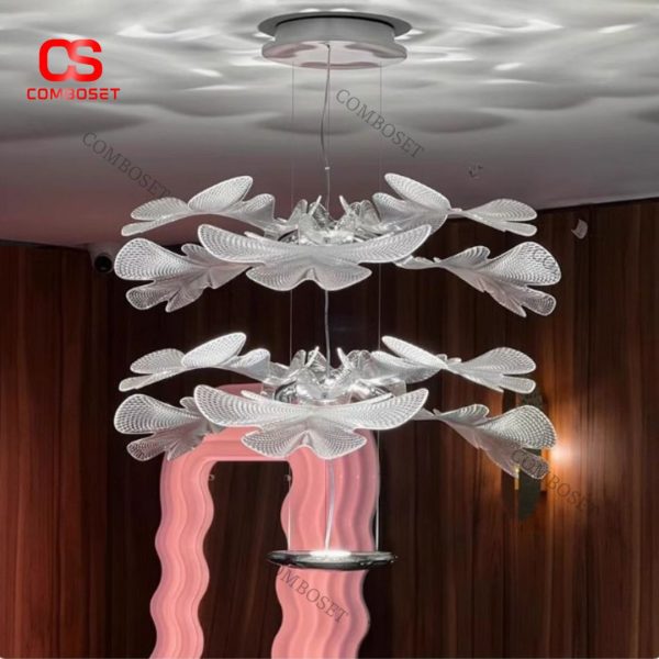 Đèn Chùm 2 Tầng Vòng Cánh Hoa Thanh Lịch Nghệ Thuật Decor Triển Lãm, Phòng Khách