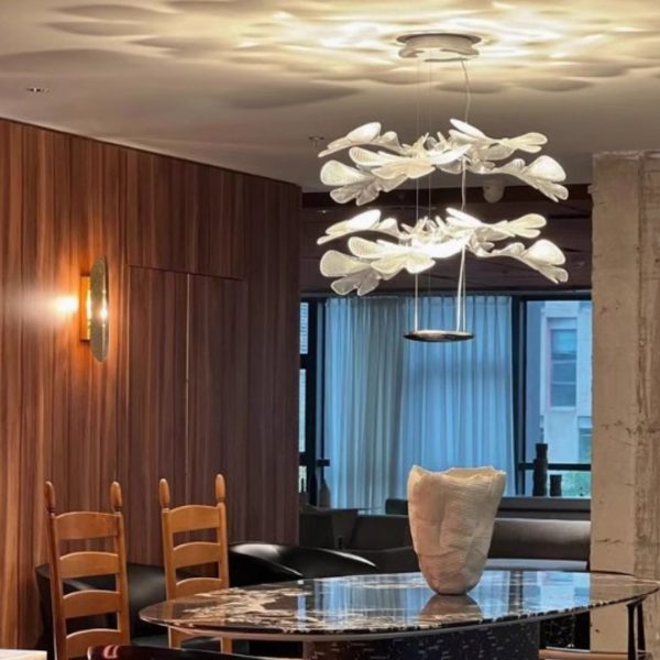 Đèn Chùm 2 Tầng Vòng Cánh Hoa Thanh Lịch Nghệ Thuật Decor Triển Lãm, Phòng Khách