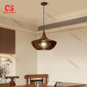 Đèn Chùm Gỗ Wabi Sabi 3 Chế Độ Sáng Phong Cách Nhật Bản Decor Phòng Trà, Phòng Ăn Gia Đình