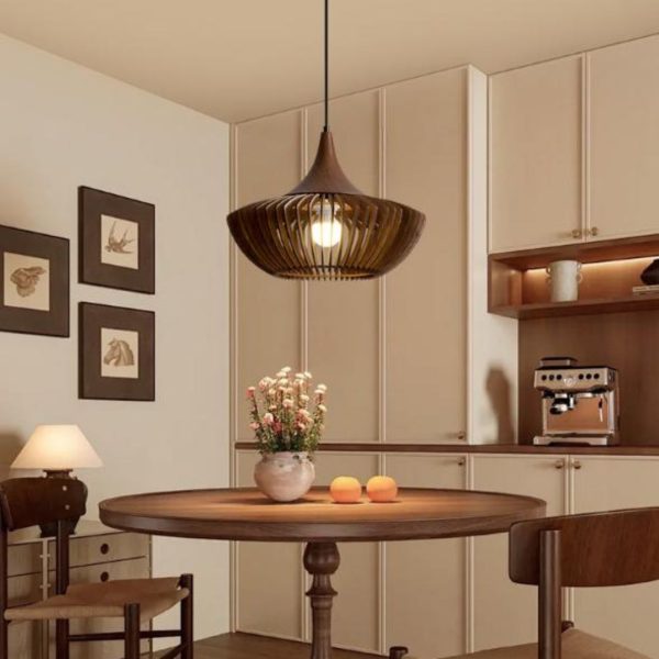 Đèn Chùm Gỗ Wabi Sabi 3 Chế Độ Sáng Phong Cách Nhật Bản Decor Phòng Trà, Phòng Ăn Gia Đình
