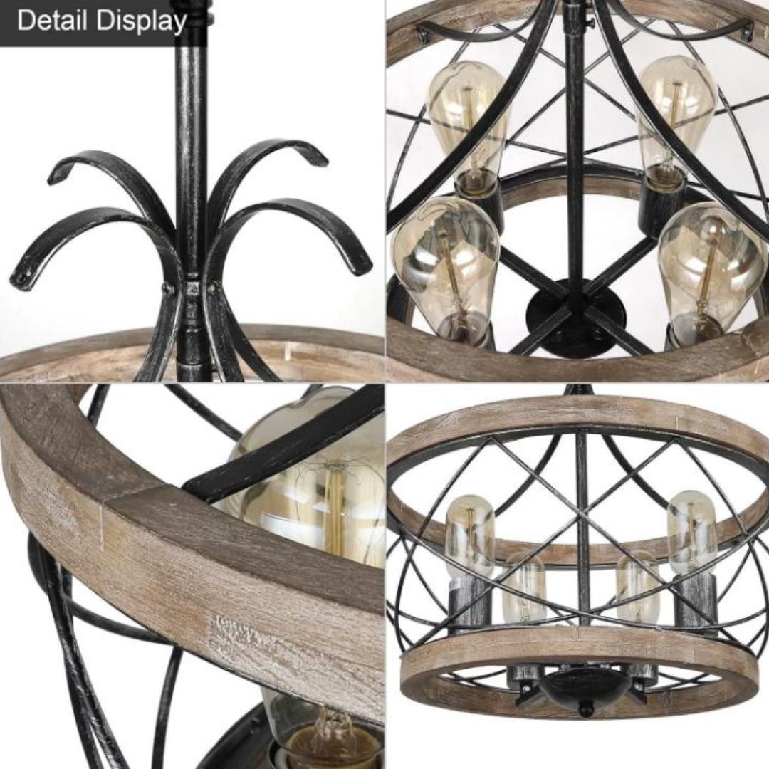 Đèn Chùm Khung Sắt Cá Tính Cổ Điển Phong Cách Công Nghiệp Decor Khu Vực Bếp, Phòng Khách