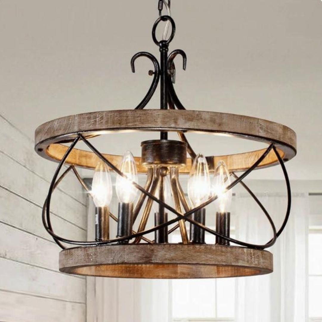 Đèn Chùm Khung Sắt Cá Tính Cổ Điển Phong Cách Công Nghiệp Decor Khu Vực Bếp, Phòng Khách