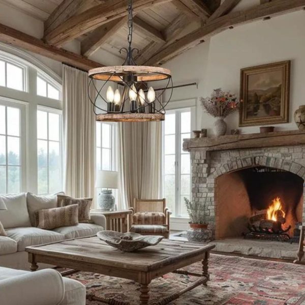 Đèn Chùm Khung Sắt Cá Tính Cổ Điển Phong Cách Công Nghiệp Decor Khu Vực Bếp, Phòng Khách