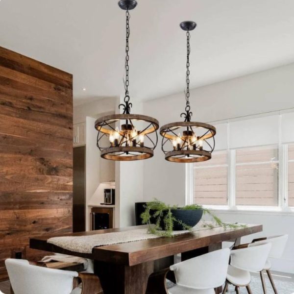 Đèn Chùm Khung Sắt Cá Tính Cổ Điển Phong Cách Công Nghiệp Decor Khu Vực Bếp, Phòng Khách