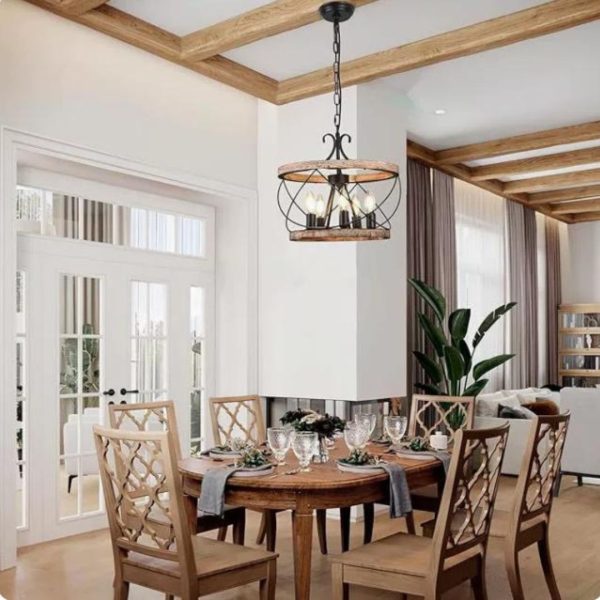 Đèn Chùm Khung Sắt Cá Tính Cổ Điển Phong Cách Công Nghiệp Decor Khu Vực Bếp, Phòng Khách