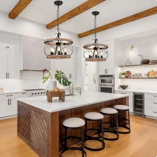Đèn Chùm Khung Sắt Cá Tính Cổ Điển Phong Cách Công Nghiệp Decor Khu Vực Bếp, Phòng Khách