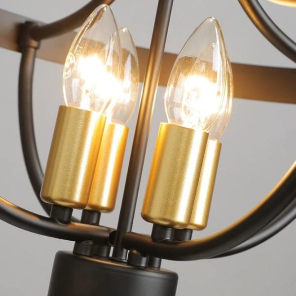 Đèn Chùm Khung Sắt Tròn Cổ Điển Phong Cách Công Nghiệp Màu Đen Cá Tính Trang Trí Studio