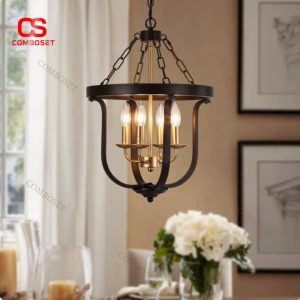 Đèn Chùm Lồng Sắt Đen Cá Tính Retro Cổ Điển Trang Trí Quán Cafe, Nhà Hàng Phong Cách Công Nghiệp