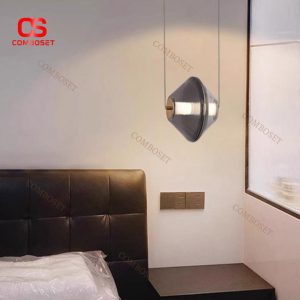 Đèn Chùm Nhỏ Thuỷ Tinh Hình Học Màu Đen, Xám Tối Giản Sang Trọng Decor Phòng Ngủ
