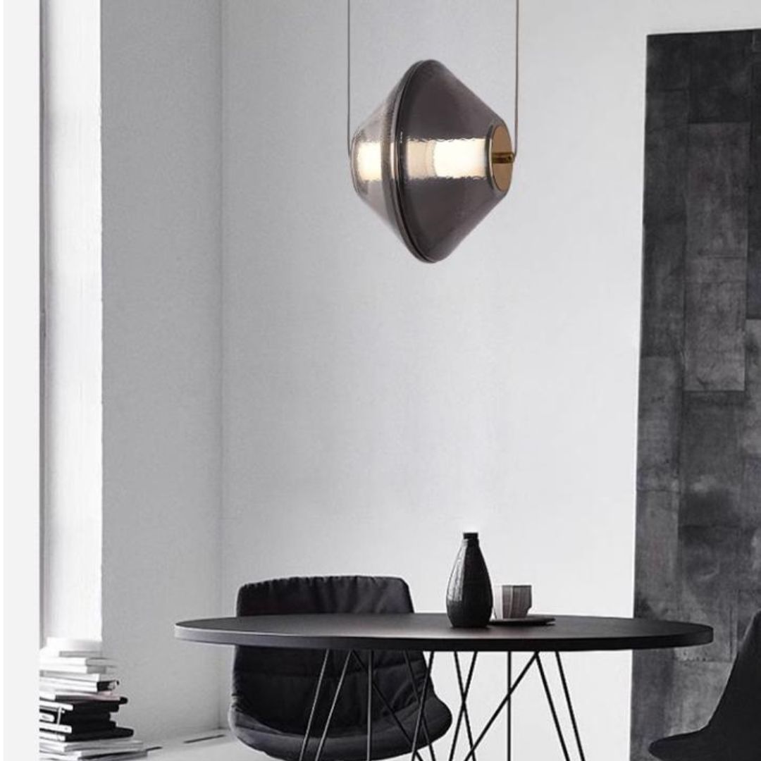 Đèn Chùm Nhỏ Thuỷ Tinh Hình Học Màu Đen, Xám Tối Giản Sang Trọng Decor Phòng Ngủ