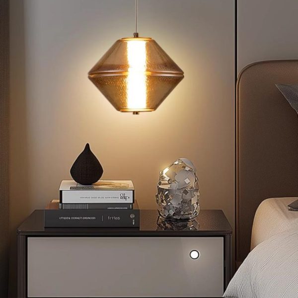 Đèn Chùm Nhỏ Thuỷ Tinh Hình Học Màu Đen, Xám Tối Giản Sang Trọng Decor Phòng Ngủ