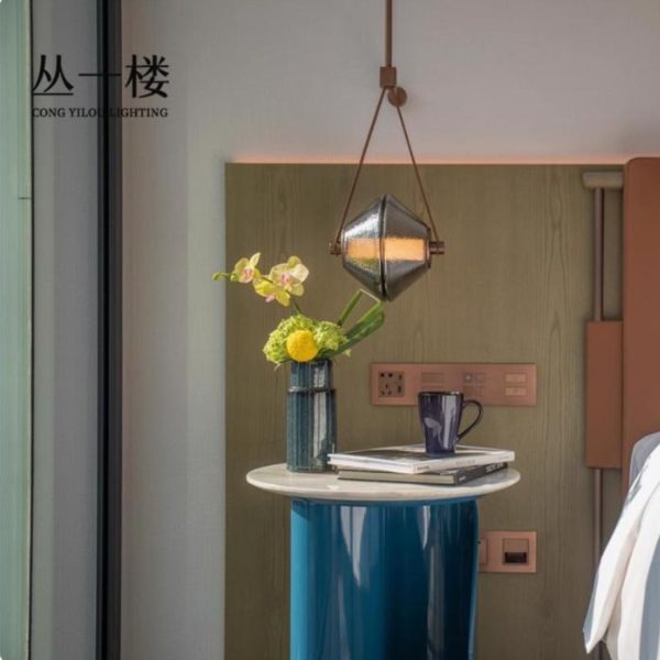Đèn Chùm Nhỏ Thuỷ Tinh Hình Học Màu Đen, Xám Tối Giản Sang Trọng Decor Phòng Ngủ