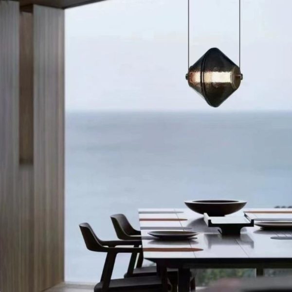 Đèn Chùm Nhỏ Thuỷ Tinh Hình Học Màu Đen, Xám Tối Giản Sang Trọng Decor Phòng Ngủ