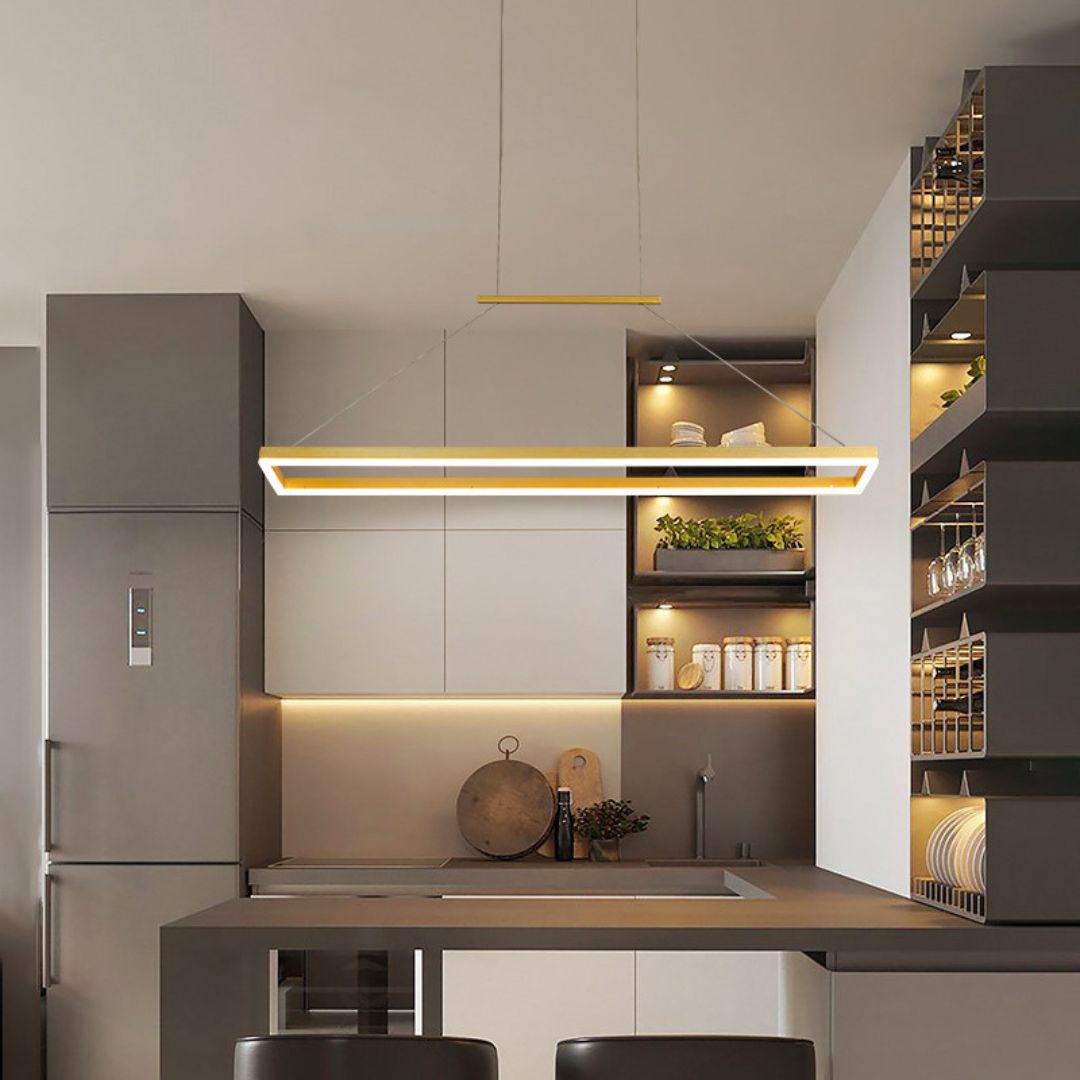 Đèn Chùm Nhôm Hình Chữ Nhật Phong Cách Tối Giản Decor Nội Thất Phòng Bếp Hiện Đại