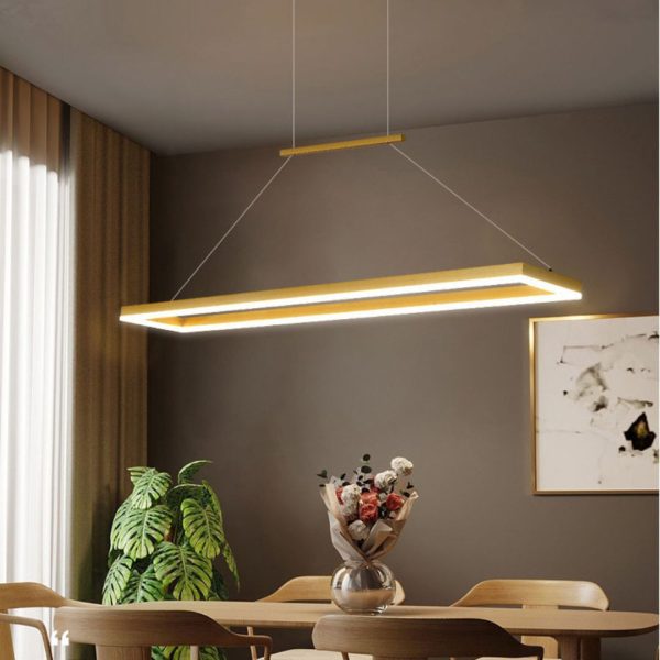 Đèn Chùm Nhôm Hình Chữ Nhật Phong Cách Tối Giản Decor Nội Thất Phòng Bếp Hiện Đại