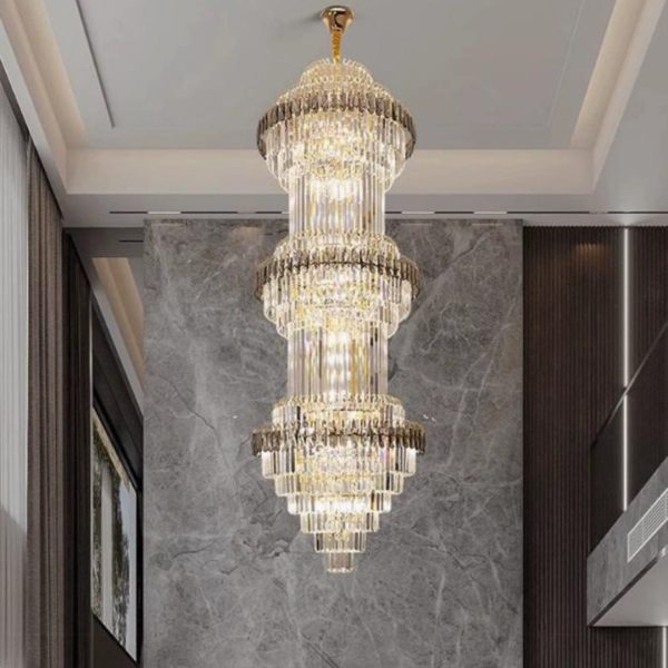 Đèn Chùm Pha Lê Cầu Thang Sang Trọng Có 3 Chế Độ Sáng, Trang Trí Biệt Thự, Nhà Hàng, Tiệc Cưới