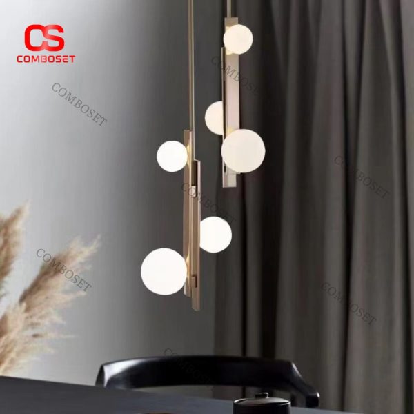 Đèn Chùm Sắt 3 Bóng Kính Đơn Giản Phong Cách Hiện Đại Trang Trí Bàn Ăn Gia Đình Sang Trọng