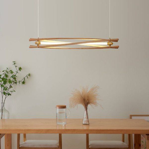 Đèn Chùm Thanh Gỗ Wabi Sabi Thiết Kế Tối Giản Decor Không Gian Bếp Retro