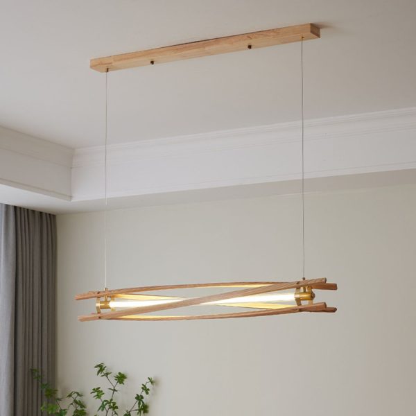 Đèn Chùm Thanh Gỗ Wabi Sabi Thiết Kế Tối Giản Decor Không Gian Bếp Retro
