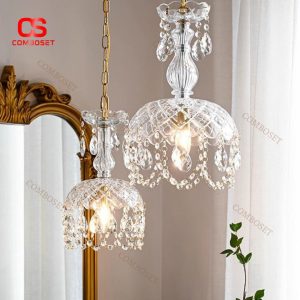 Đèn Chùm Thuỷ Tinh Chuỗi Pha Lê Lấp Lánh Kiểu Pháp Trang Trí Phòng Bếp, Phòng Khách
