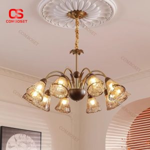 Đèn Chùm Thuỷ Tinh Cổ Điển Trung Quốc Trang Trí Phòng Khách Retro Ấm Cúng