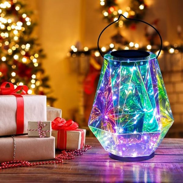 Đèn Lồng Màu Sắc 3D Năng Lượng Mặt Trời Trang Trí Lễ Hội Lấp Lánh, Bàn Học, Quà Tặng