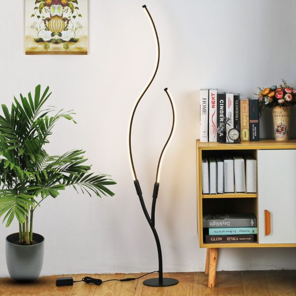 Đèn Sàn 2 Cây Cong Thanh Mảnh Hiện Đại Decor Không Gian Phòng Ngủ, Sofa