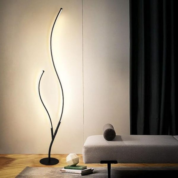 Đèn Sàn 2 Cây Cong Thanh Mảnh Hiện Đại Decor Không Gian Phòng Ngủ, Sofa